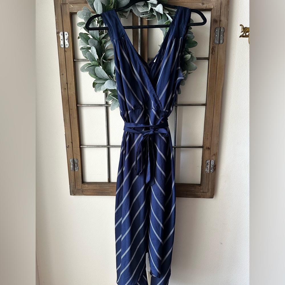 Motherhood Navy and White Striped Maxi Dress